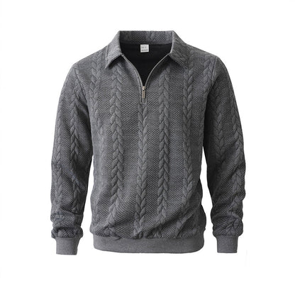 🎉 Neujahrsgeschenk – 50% RABATT!👕Klassischer Zopfmuster-Herrenpullover mit Halbreißverschluss: Reverskragen & Weiches Material – Zeitlos lässig für jeden Anlass!
