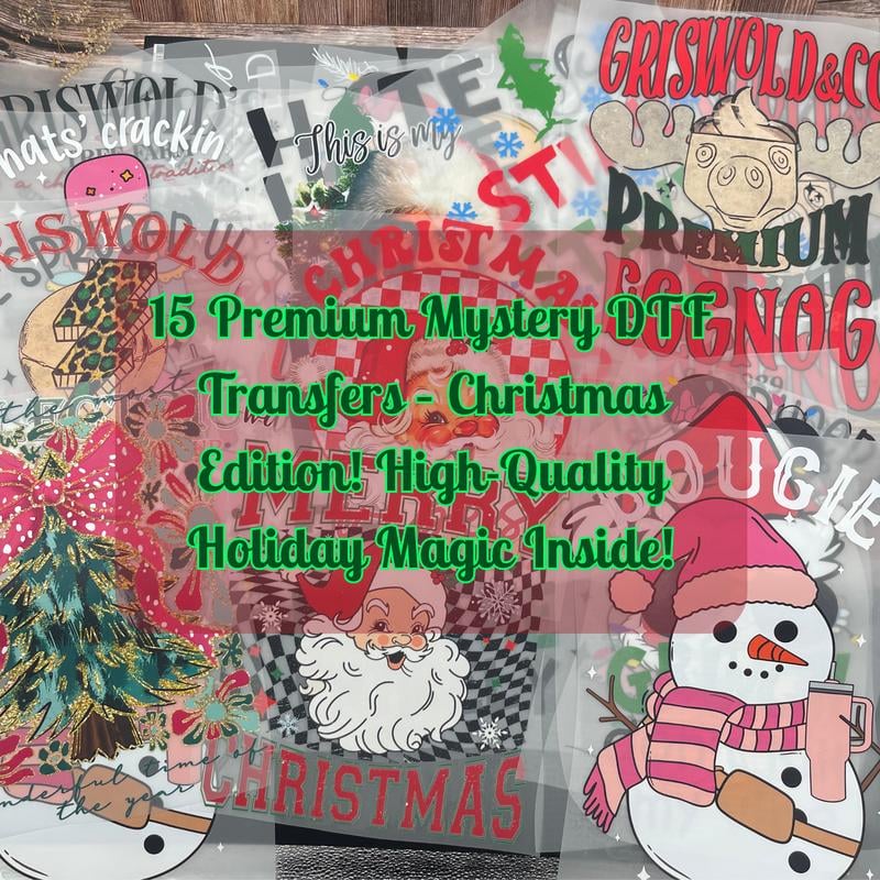 🎄Weihnachts-Überraschungspaket mit DTF-Transferdrucken – Fertig zum Aufpressen! Festliche Motive mit Weihnachtsmann, Rentier, Lebkuchen und anderen festlichen Grafiken für T-Shirts, Tragetaschen und DIY-Geschenke🎄
