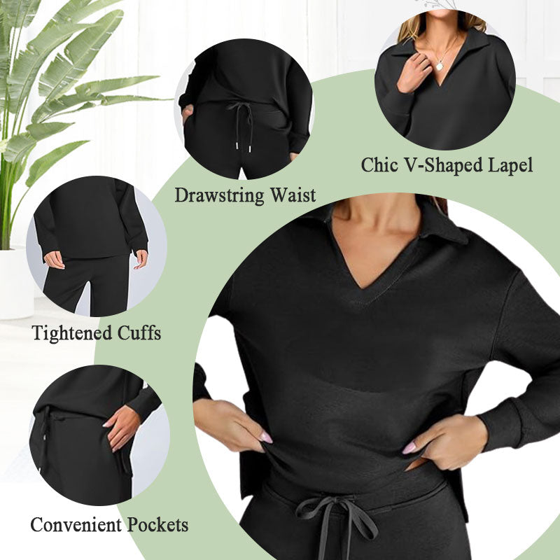 ⏳ 2-teilige Outfits für Damen, lässige Langarm-Trainingsanzüge