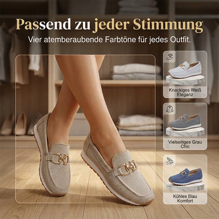 Lässige Strickmokassins für Damen mit Metallschnalle