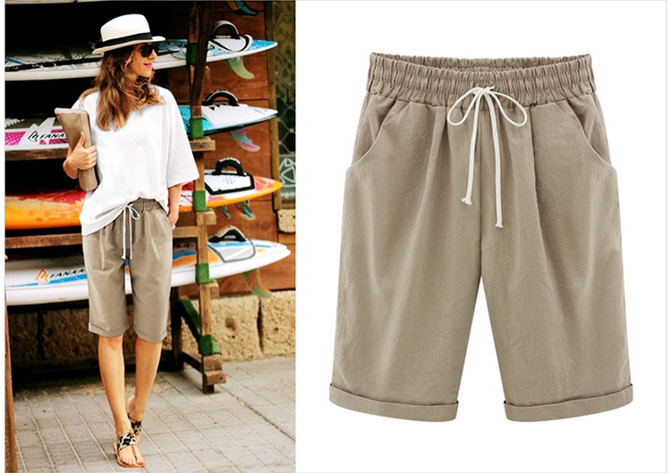 Plus Größe Solid Farbe Elastische Taille Lose Cropped Shorts