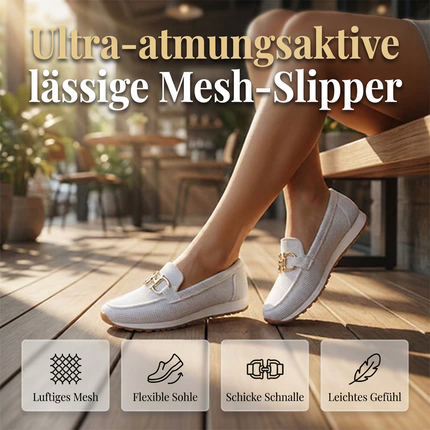 Lässige Strickmokassins für Damen mit Metallschnalle