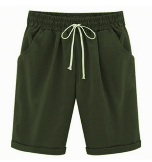 Plus Größe Solid Farbe Elastische Taille Lose Cropped Shorts