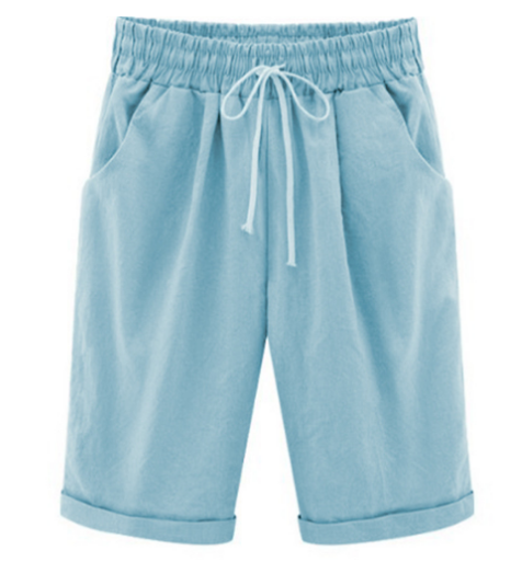 Plus Größe Solid Farbe Elastische Taille Lose Cropped Shorts