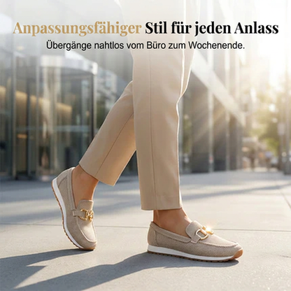 Lässige Strickmokassins für Damen mit Metallschnalle