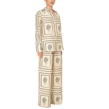 🔥40% Rabatt🔥Geometrisches Set für Damen - Shirt und Hose mit weitem Bein