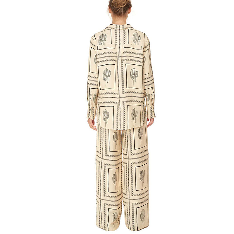 🔥40% Rabatt🔥Geometrisches Set für Damen - Shirt und Hose mit weitem Bein