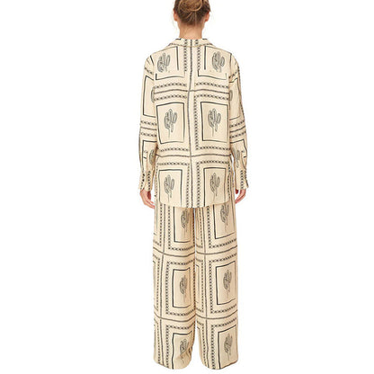 🔥40% Rabatt🔥Geometrisches Set für Damen - Shirt und Hose mit weitem Bein