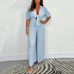 Einfarbiger Plissee-Jumpsuit für Damen💛💛