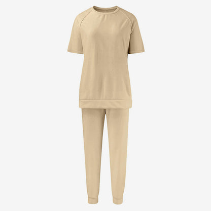 Lässiges, locker sitzendes zweiteiliges Trainingsanzug-Set für Damen aus T-Shirt und Hose