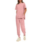 Lässiges, locker sitzendes zweiteiliges Trainingsanzug-Set für Damen aus T-Shirt und Hose