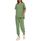 Lässiges, locker sitzendes zweiteiliges Trainingsanzug-Set für Damen aus T-Shirt und Hose