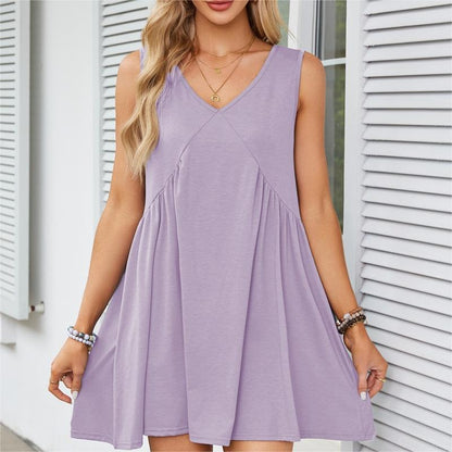 🌞Frühlingserwachen: 50% Rabatt!🔥Luftiges Sommerkleid: Bequemes V-Ausschnitt Hängerchen mit lockerer Raffung