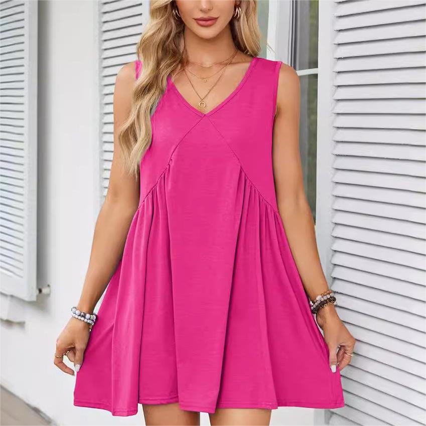 🌞Frühlingserwachen: 50% Rabatt!🔥Luftiges Sommerkleid: Bequemes V-Ausschnitt Hängerchen mit lockerer Raffung