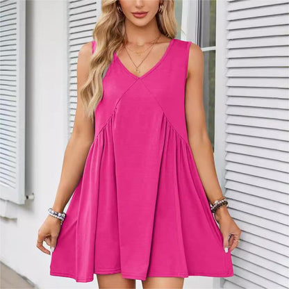 🌞Frühlingserwachen: 50% Rabatt!🔥Luftiges Sommerkleid: Bequemes V-Ausschnitt Hängerchen mit lockerer Raffung