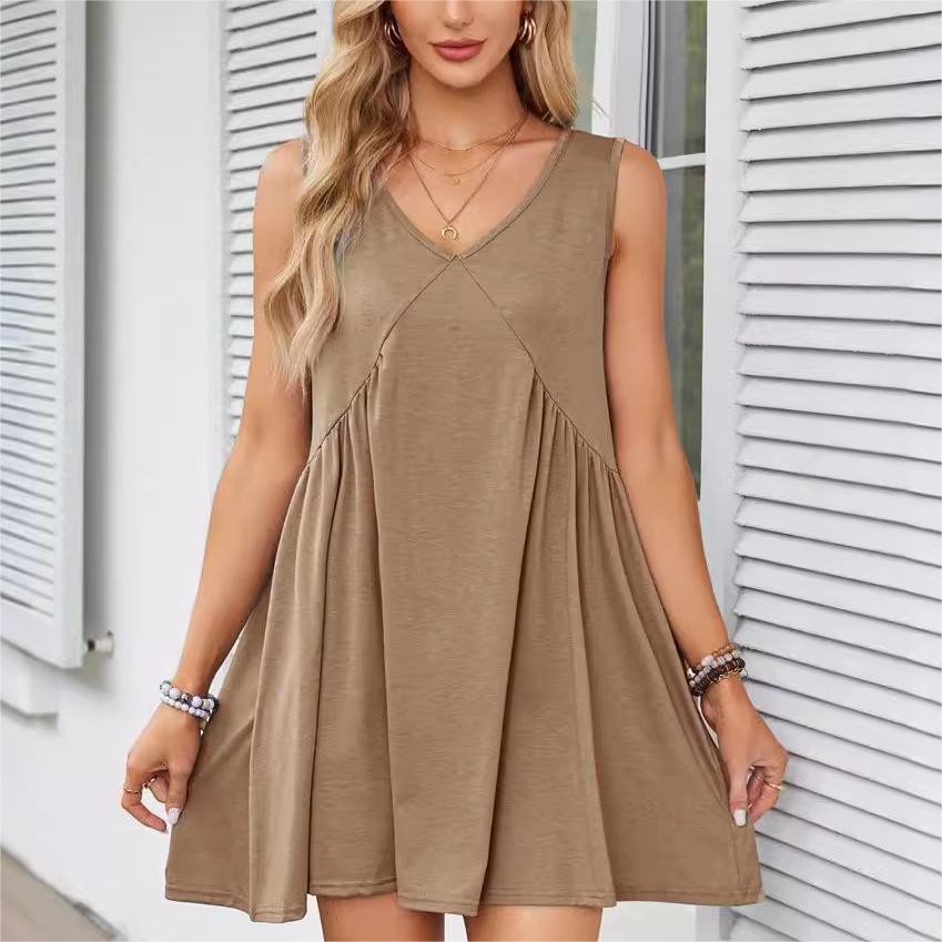 🌞Frühlingserwachen: 50% Rabatt!🔥Luftiges Sommerkleid: Bequemes V-Ausschnitt Hängerchen mit lockerer Raffung