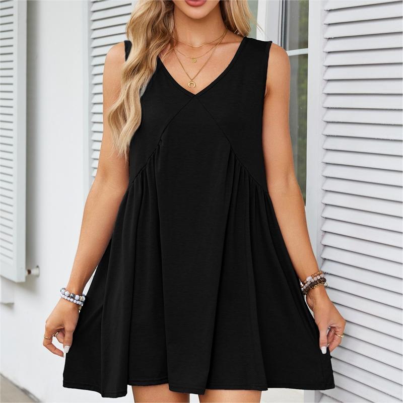 🌞Frühlingserwachen: 50% Rabatt!🔥Luftiges Sommerkleid: Bequemes V-Ausschnitt Hängerchen mit lockerer Raffung