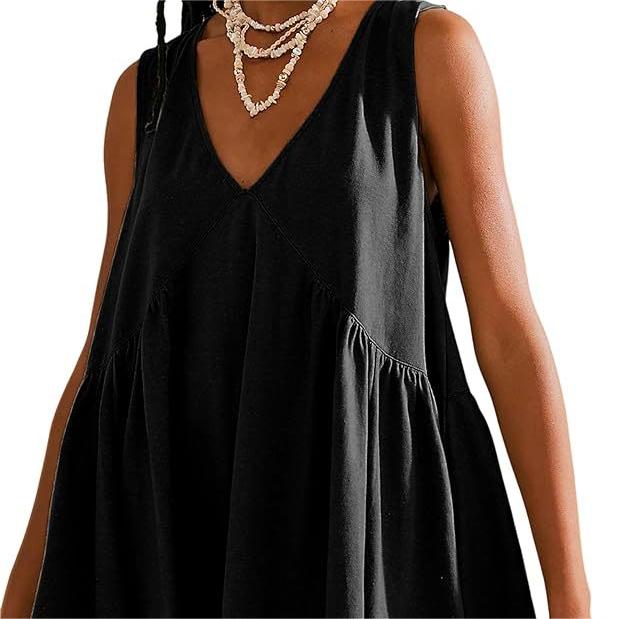 🌞Frühlingserwachen: 50% Rabatt!🔥Luftiges Sommerkleid: Bequemes V-Ausschnitt Hängerchen mit lockerer Raffung