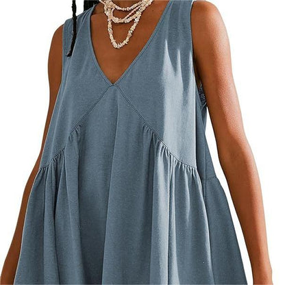 🌞Frühlingserwachen: 50% Rabatt!🔥Luftiges Sommerkleid: Bequemes V-Ausschnitt Hängerchen mit lockerer Raffung