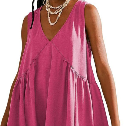 🌞Frühlingserwachen: 50% Rabatt!🔥Luftiges Sommerkleid: Bequemes V-Ausschnitt Hängerchen mit lockerer Raffung