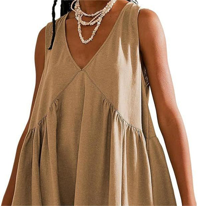 🌞Frühlingserwachen: 50% Rabatt!🔥Luftiges Sommerkleid: Bequemes V-Ausschnitt Hängerchen mit lockerer Raffung