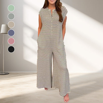 🌞Frühlingserwachen: 50% Rabatt!☕️Oversized Streifen-Jumpsuit: Luftig, Zeitlos & Absolut Bequem