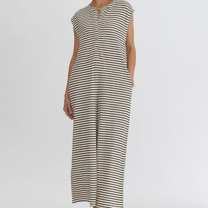 🌞Frühlingserwachen: 50% Rabatt!☕️Oversized Streifen-Jumpsuit: Luftig, Zeitlos & Absolut Bequem