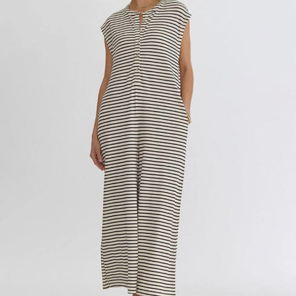 🌞Frühlingserwachen: 50% Rabatt!☕️Oversized Streifen-Jumpsuit: Luftig, Zeitlos & Absolut Bequem