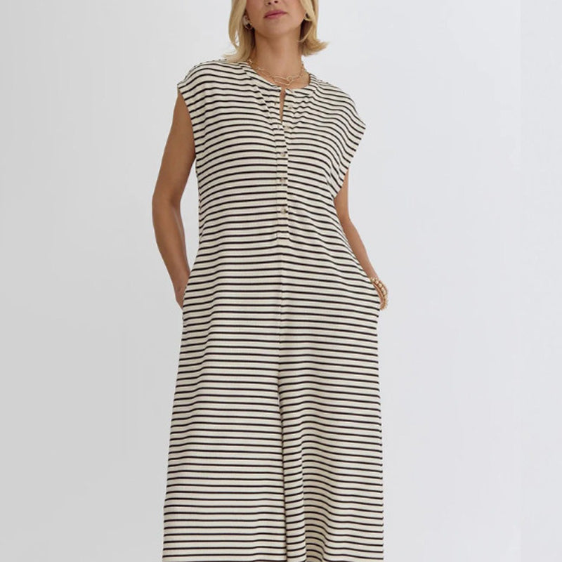 🌞Frühlingserwachen: 50% Rabatt!☕️Oversized Streifen-Jumpsuit: Luftig, Zeitlos & Absolut Bequem