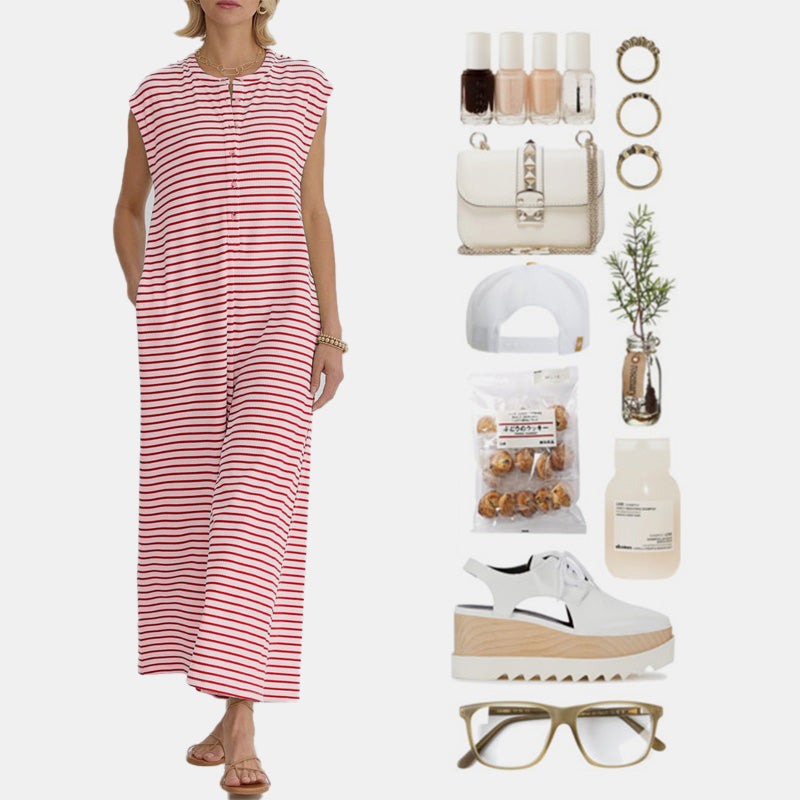 🌞Frühlingserwachen: 50% Rabatt!☕️Oversized Streifen-Jumpsuit: Luftig, Zeitlos & Absolut Bequem