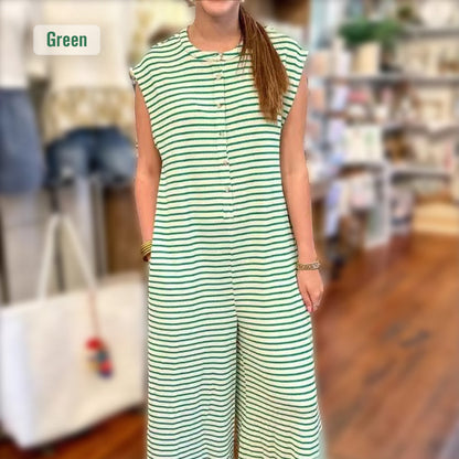 🌞Frühlingserwachen: 50% Rabatt!☕️Oversized Streifen-Jumpsuit: Luftig, Zeitlos & Absolut Bequem