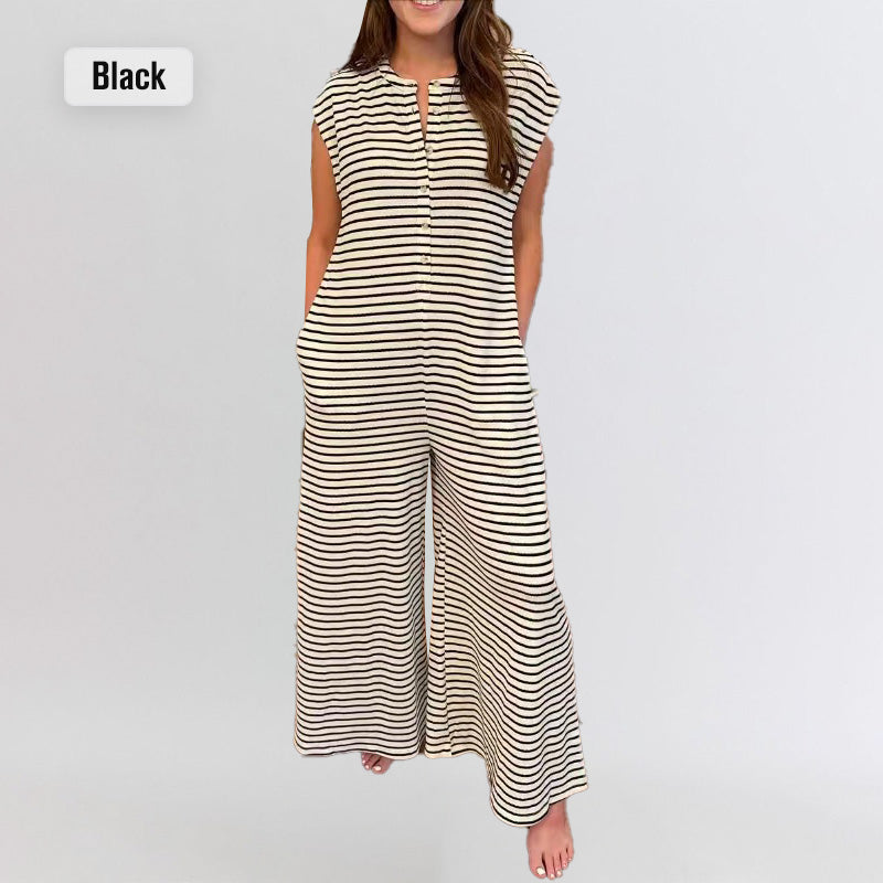 🌞Frühlingserwachen: 50% Rabatt!☕️Oversized Streifen-Jumpsuit: Luftig, Zeitlos & Absolut Bequem