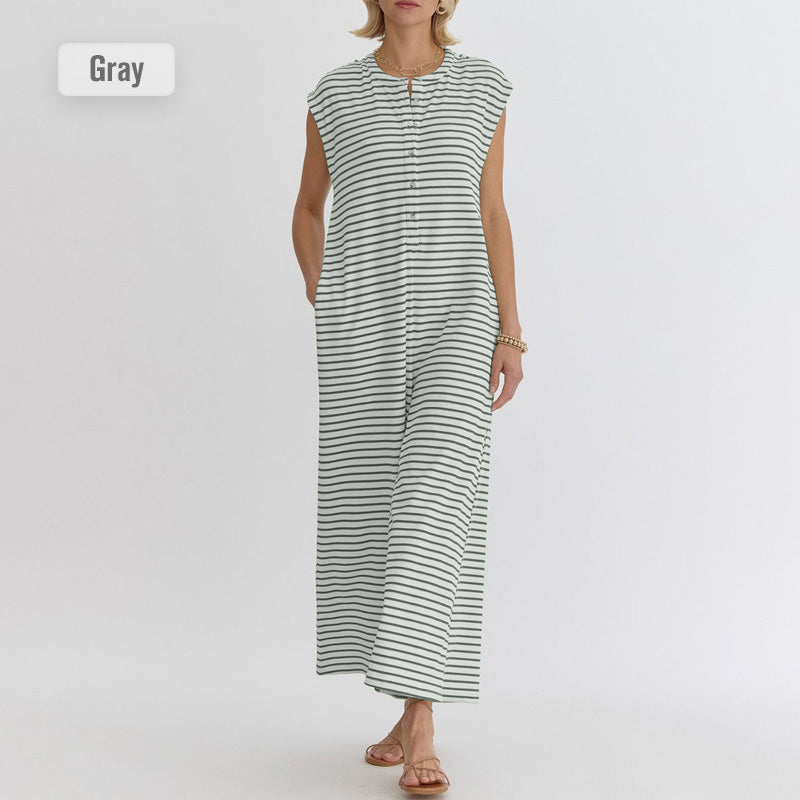 🌞Frühlingserwachen: 50% Rabatt!☕️Oversized Streifen-Jumpsuit: Luftig, Zeitlos & Absolut Bequem