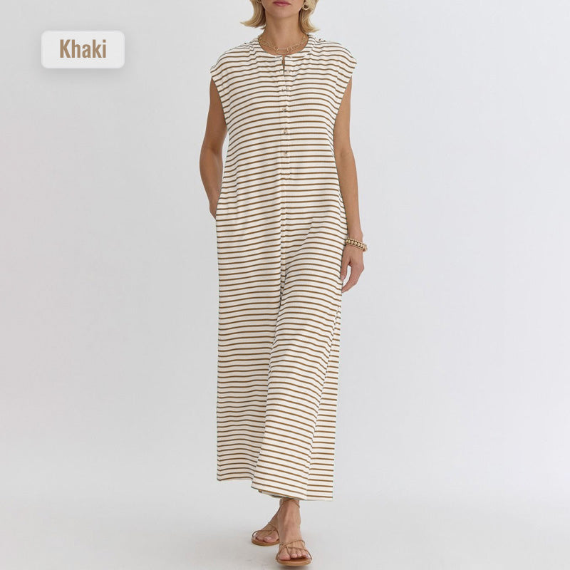 🌞Frühlingserwachen: 50% Rabatt!☕️Oversized Streifen-Jumpsuit: Luftig, Zeitlos & Absolut Bequem