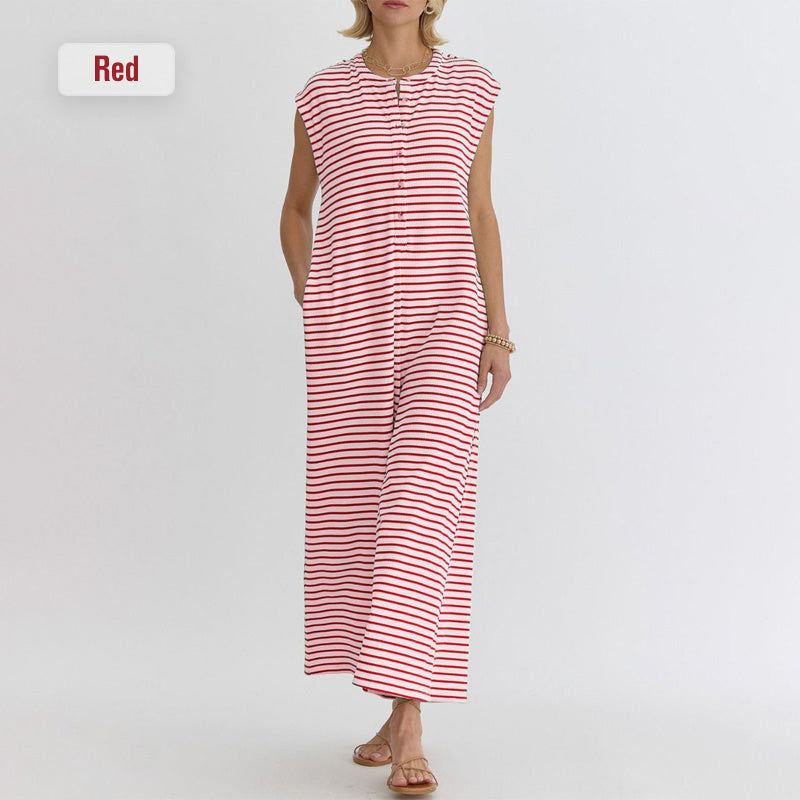 🌞Frühlingserwachen: 50% Rabatt!☕️Oversized Streifen-Jumpsuit: Luftig, Zeitlos & Absolut Bequem