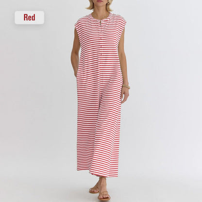 🌞Frühlingserwachen: 50% Rabatt!☕️Oversized Streifen-Jumpsuit: Luftig, Zeitlos & Absolut Bequem