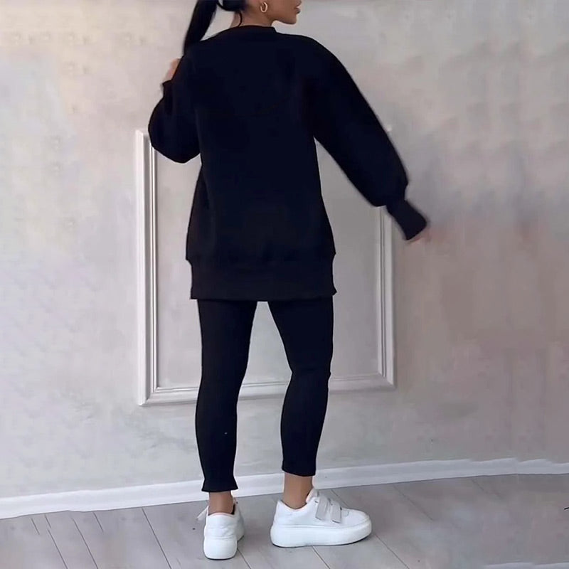 Lässiges Sweatshirt-Leggings-Set für Damen