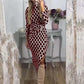 Kleid mit Schlitz und Fischschuppenprint