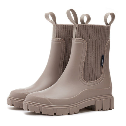 🔥👢Wasserdichte, rutschfeste Stiefel mit dicker Sohle und halbhoher Wadenlänge