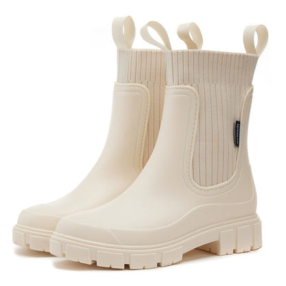🔥👢Wasserdichte, rutschfeste Stiefel mit dicker Sohle und halbhoher Wadenlänge