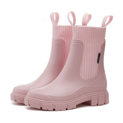 🔥👢Wasserdichte, rutschfeste Stiefel mit dicker Sohle und halbhoher Wadenlänge