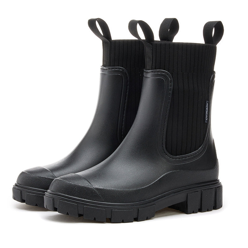 Wasserdichte rutschfeste mittelhohe Stiefel mit dicker Sohle