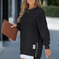 Langärmeliger Pullover mit Reißverschluss Schlitz Lässiges Sweatshirt Kleid