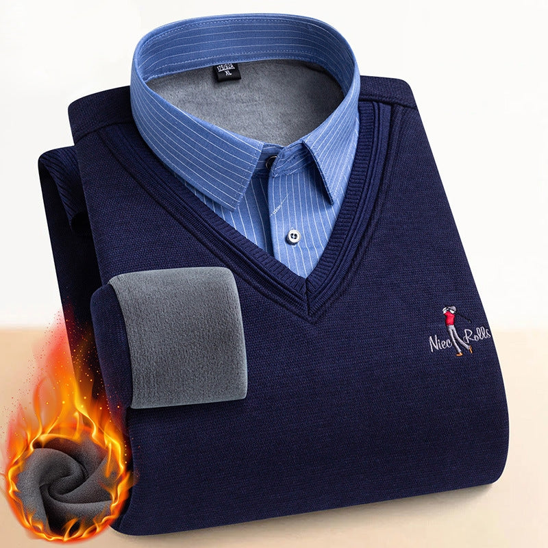 MQMYJSP Herren Winter Cardigan - Fleecegefütterte Kapuzen Strickjacke