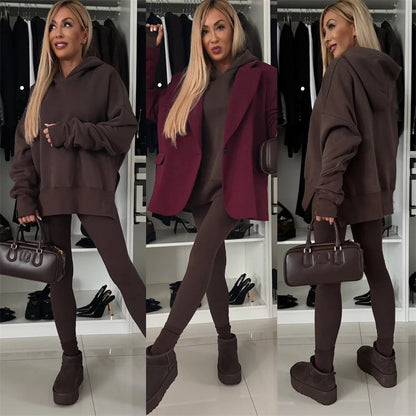 🎅Weihnachtsvorverkauf🎁 Oversize-Hoodie und Leggings-Set für Damen