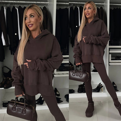 🎅Weihnachtsvorverkauf🎁 Oversize-Hoodie und Leggings-Set für Damen