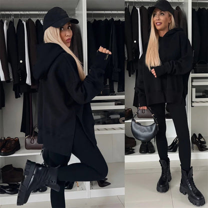 🎅Weihnachtsvorverkauf🎁 Oversize-Hoodie und Leggings-Set für Damen
