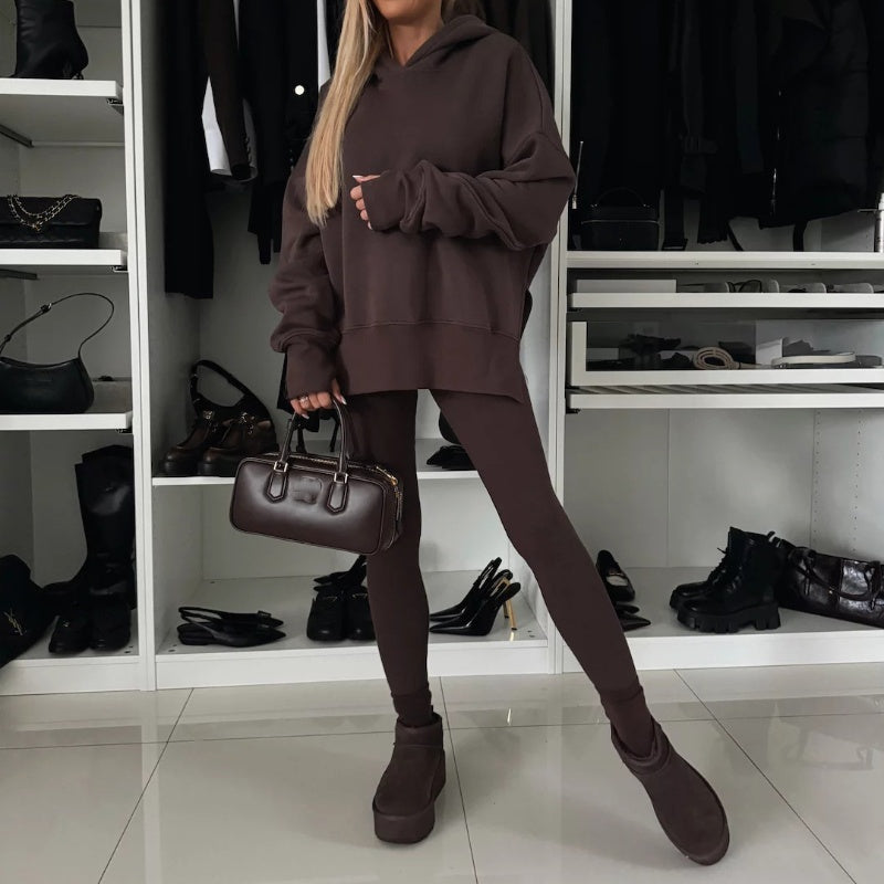🎅Weihnachtsvorverkauf🎁 Oversize-Hoodie und Leggings-Set für Damen