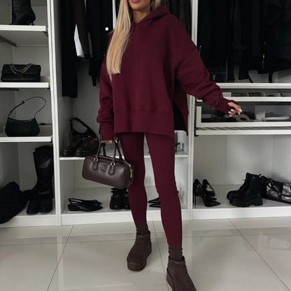 🎅Weihnachtsvorverkauf🎁 Oversize-Hoodie und Leggings-Set für Damen