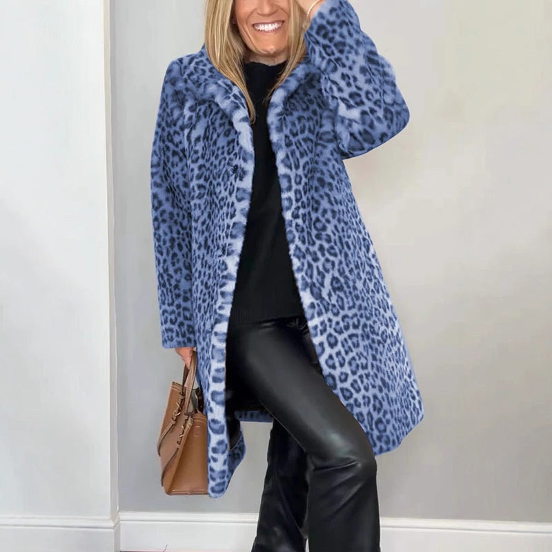 💖Mittellange Jacke mit Leopardenmuster für Damen